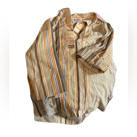 Vintage Teddi of California Linen Blend Striped Tunic Blouse – Size M (Fits 14) - Picture 5 of 8